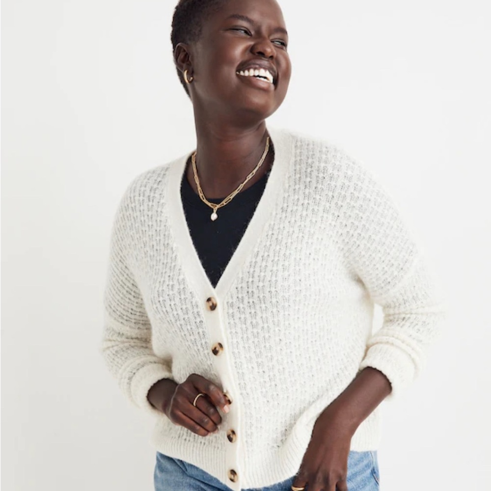 Madewell Mayfair Antique Cream Button-Up Cardigan
